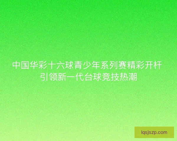 中国华彩十六球青少年系列赛精彩开杆 引领新一代台球竞技热潮